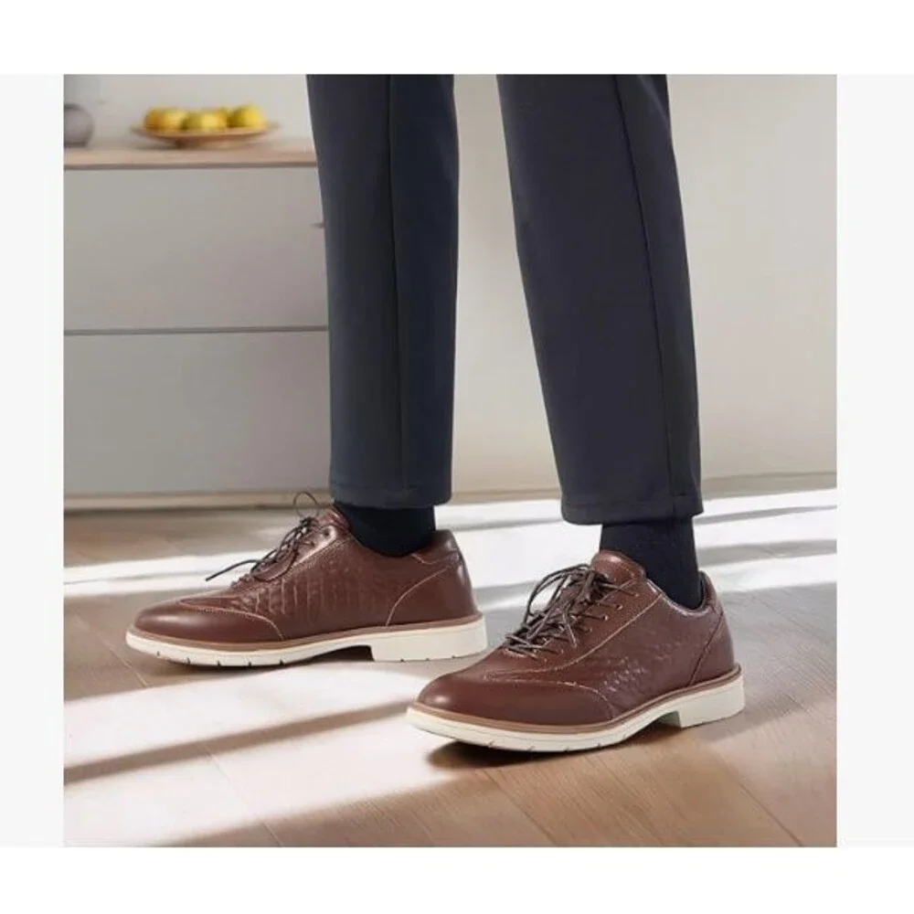 OrthoComfoot Mens Orthopedic Leather Dress Walking Shoes Dark Brown Size 12